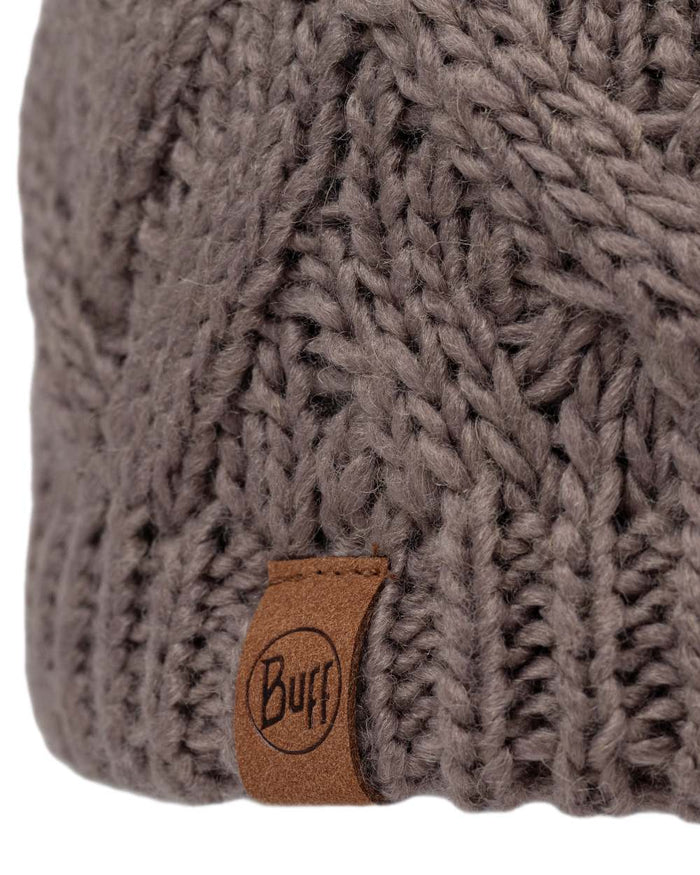 Cobblestone Coloured Buff Caryn Knitted And Fleece Band Beanie on white background #colour_cobblestone