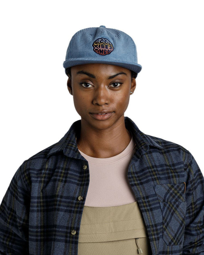 Water Coloured Buff Dister Chill Trucker Cap on white background #colour_water