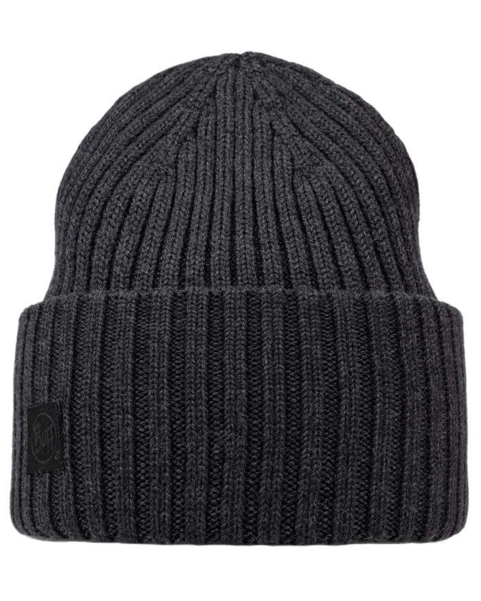 Graphite Coloured Buff Knitted Erviny Beanie on white background #colour_graphite