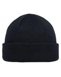 Black Coloured Buff Lilon Fisherman Knitted Beanie on white background #colour_black