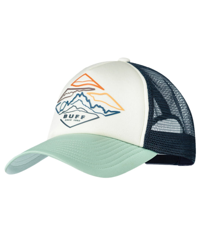 Flint Coloured Buff Luster Trucker Cap on white background #colour_flint