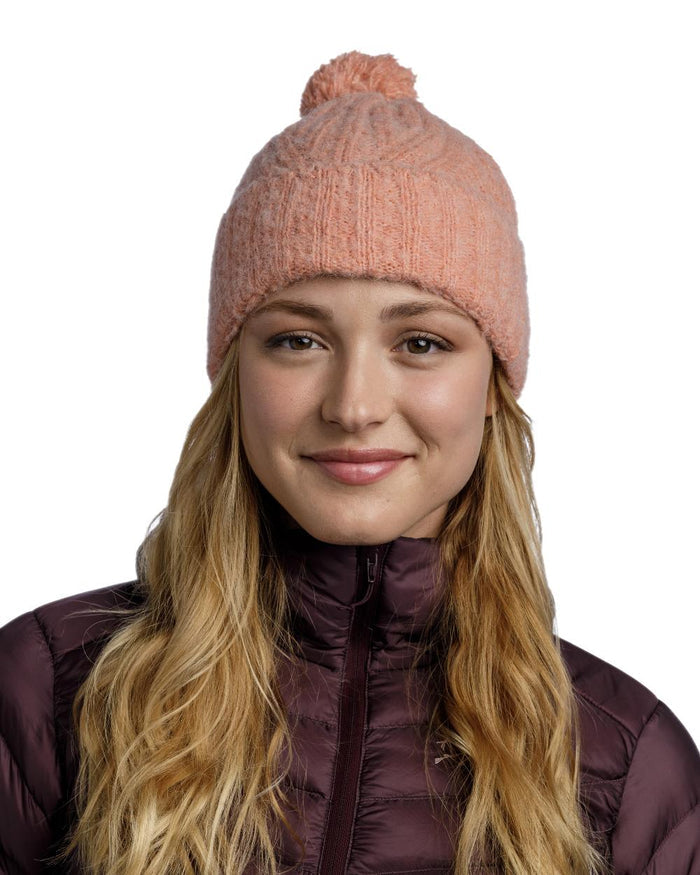 Crimson Red Coloured Buff Nerla Knitted Beanie on white background #colour_crimson-red