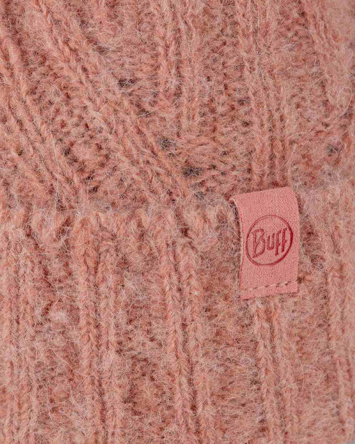 Crimson Red Coloured Buff Nerla Knitted Beanie on white background #colour_crimson-red