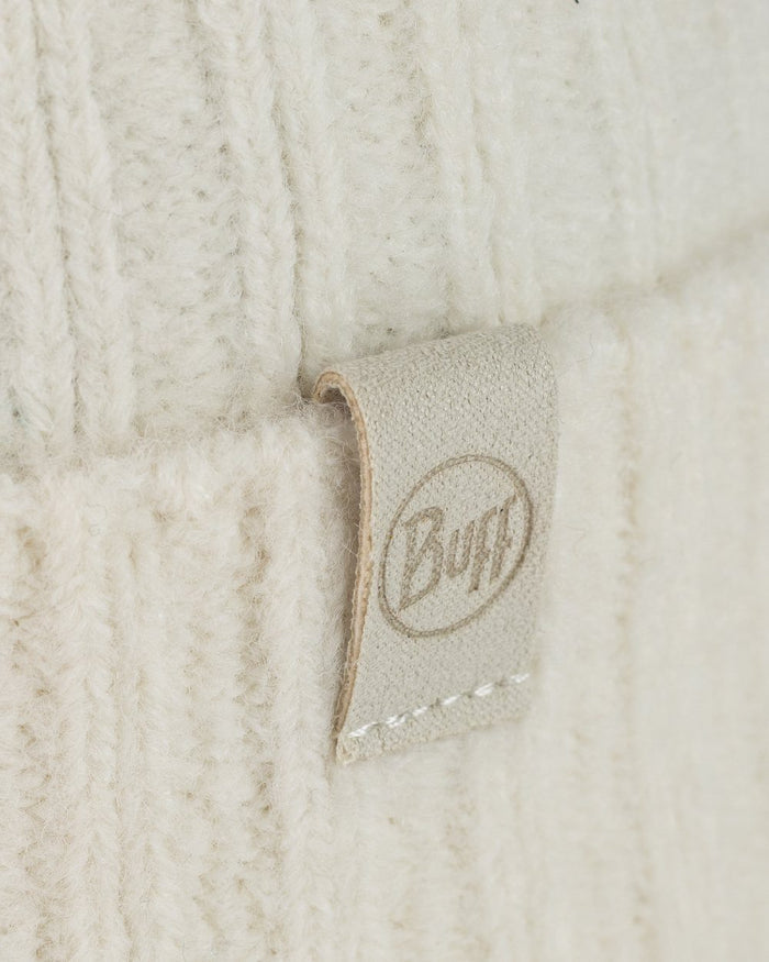 Ice Coloured Buff Nilah Knitted Beanie on white background #colour_ice