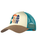 Multi Coloured Buff Scen Trucker Cap on white background #colour_multi
