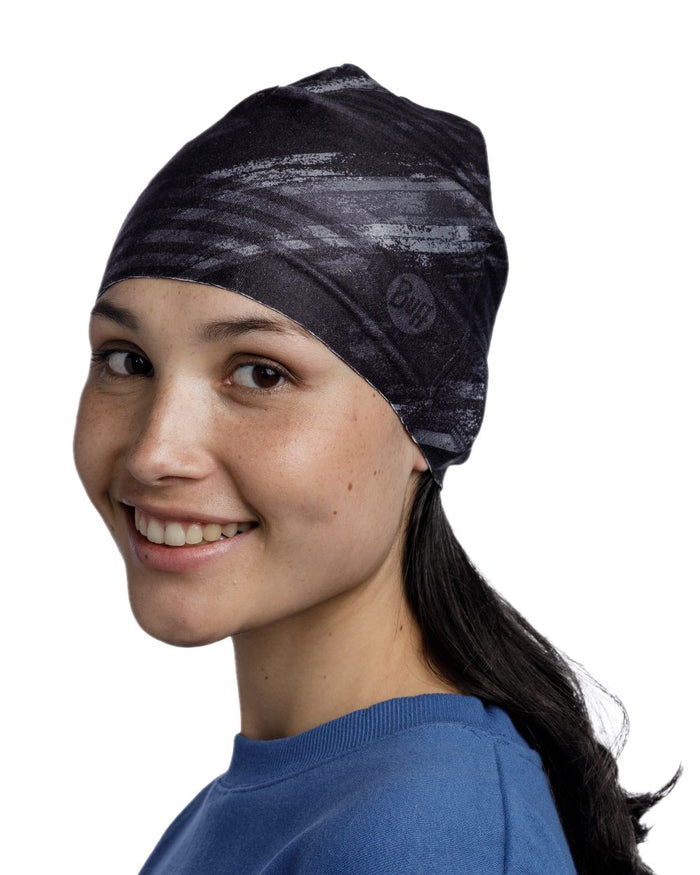 Bardeen Black Coloured Buff Thermonet Beanie on white background #colour_bardeen-black