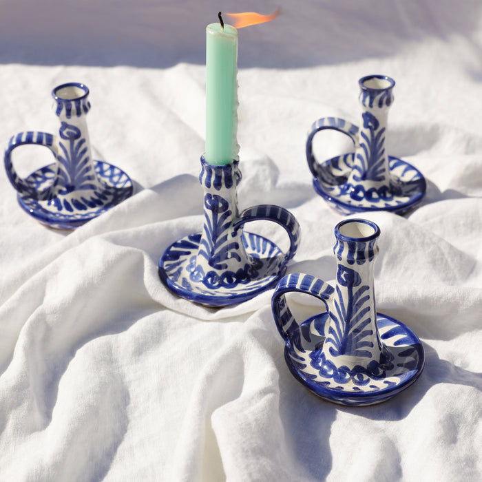 Candlestick with hand painted designs