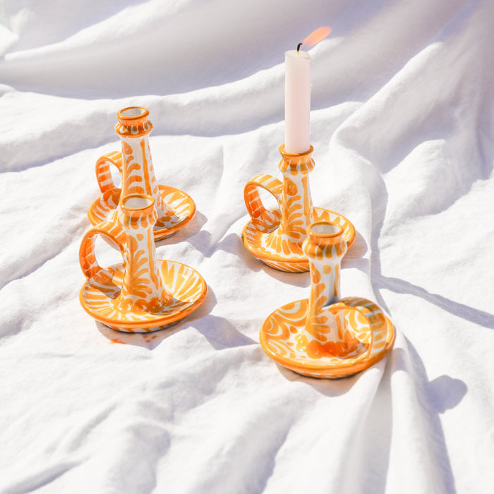 Candlestick with hand painted designs