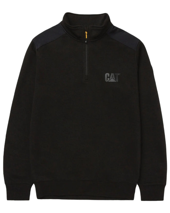 Black Coloured Caterpillar Essential Quarter Zip Sweatshirt on White Background
#colour_black
