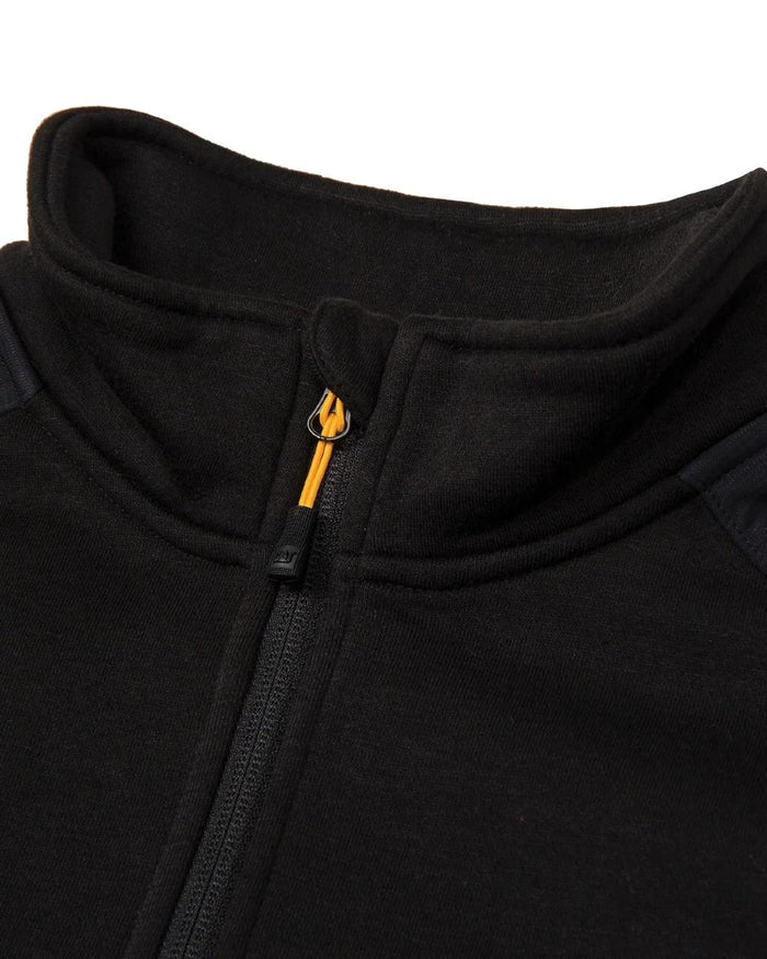 Black Coloured Caterpillar Essential Quarter Zip Sweatshirt on White Background
#colour_black