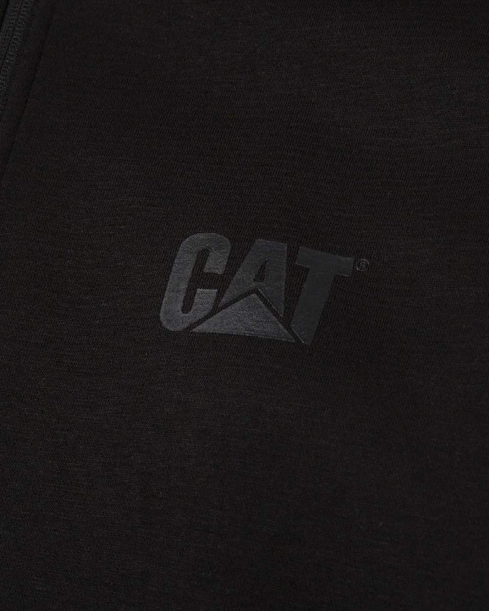 Black Coloured Caterpillar Essential Quarter Zip Sweatshirt on White Background
#colour_black