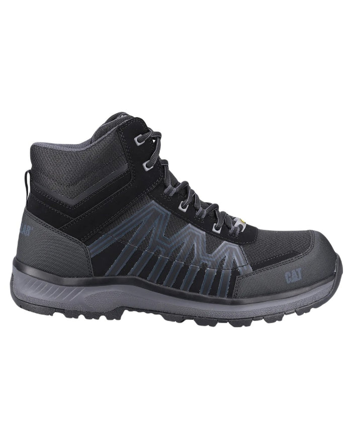 Black Coloured Caterpillar Mens Charge Hiker S3 Safety Boots on White Background
#colour_black