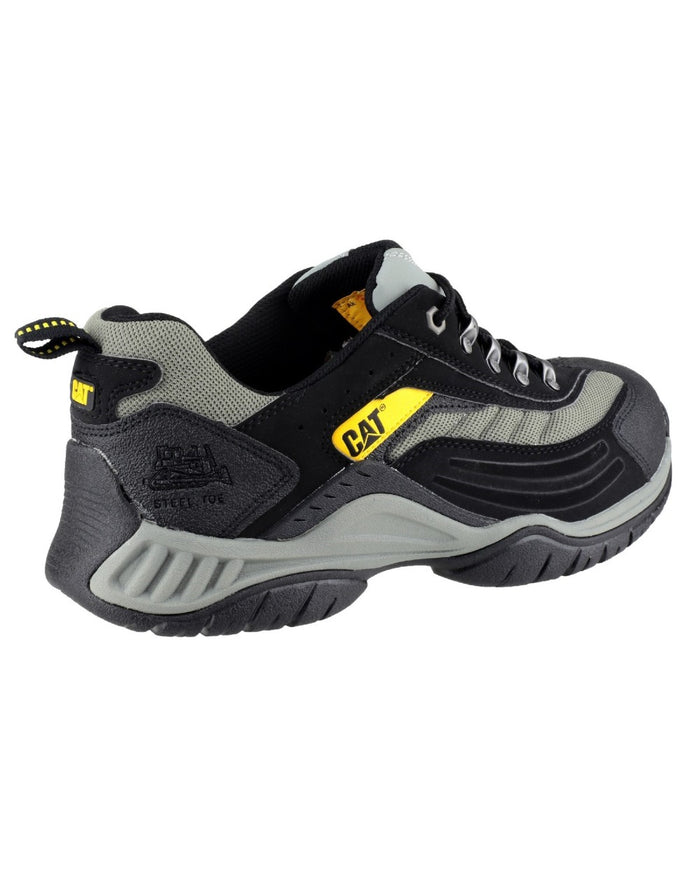 Black coloured Caterpillar Mens Moor Safety Trainers Clearance on white background #colour_black