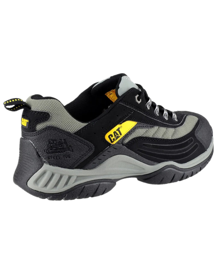Black Grey Coloured Caterpillar Mens Moor Safety Trainer on white background #colour_black-grey