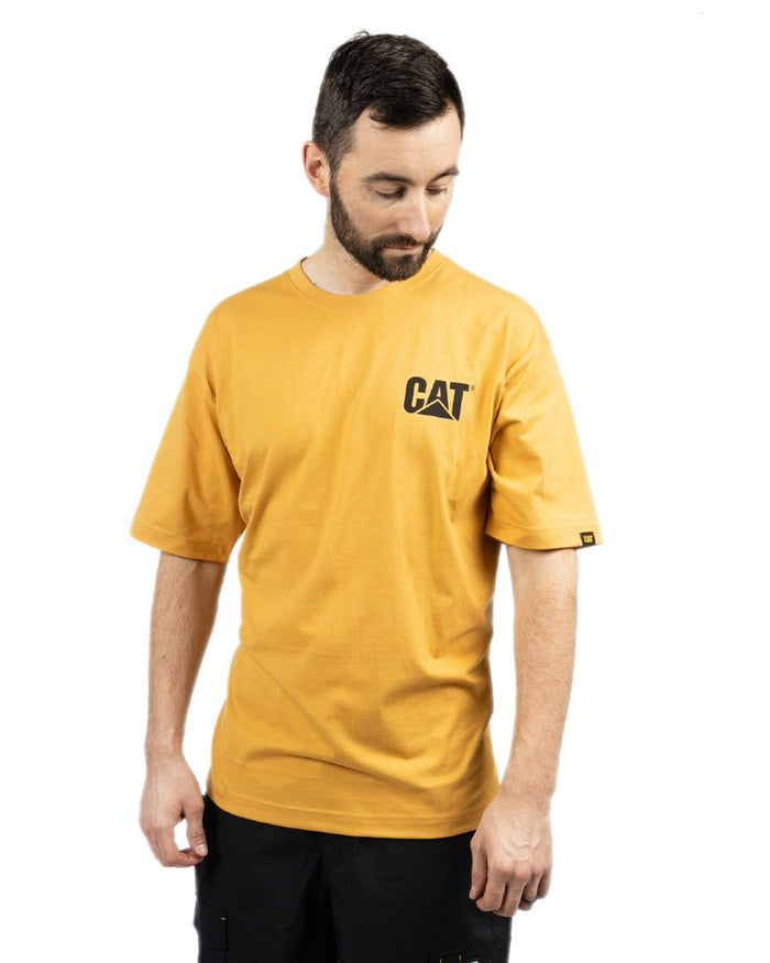 Mustard Coloured Caterpillar Trademark Tee On A White Background #colour_mustard