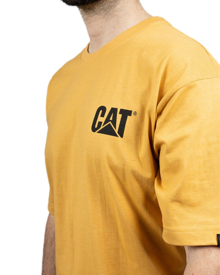 Mustard Coloured Caterpillar Trademark Tee On A White Background #colour_mustard