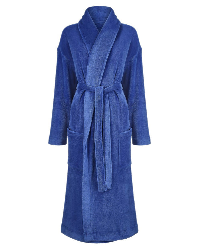 Blue coloured Champion Ava Fleece Dressing Gown on white background #colour_blue