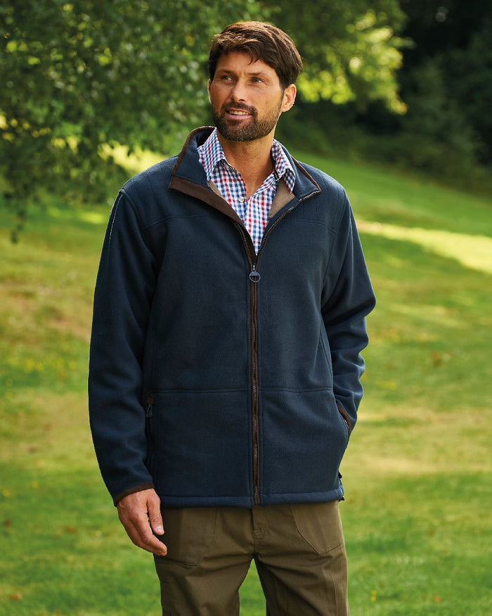 Navy coloured Champion Berwick Fleece Jacket on lawn background #colour_navy