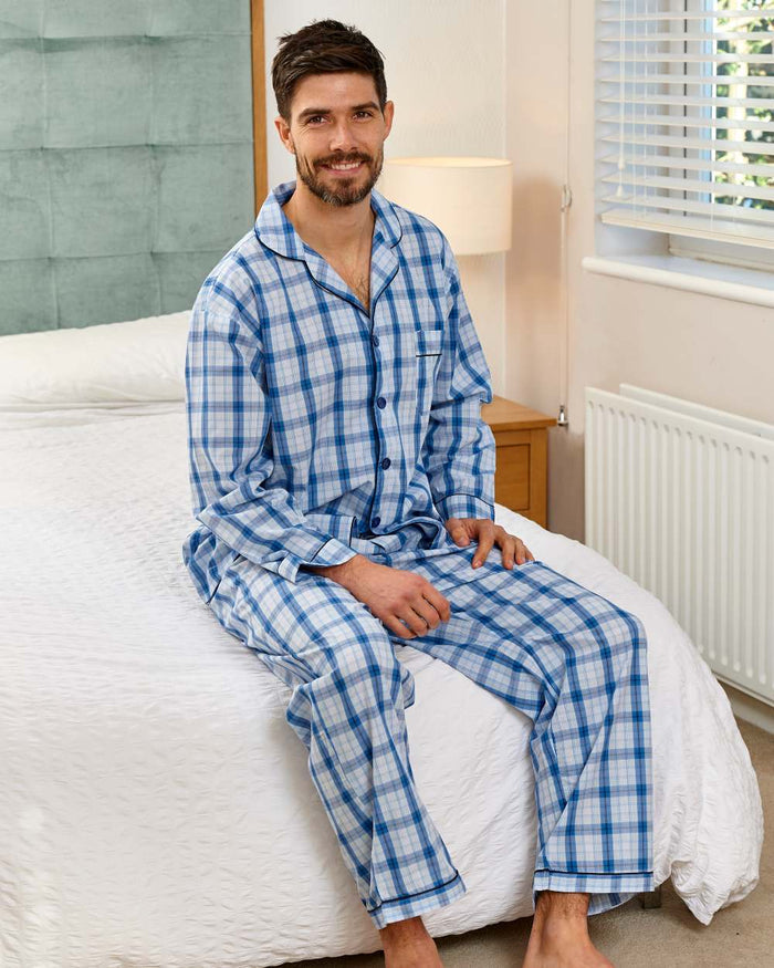 Light Blue Coloured Champion Marlow Pyjamas On A Bedroom Background #colour_light-blue