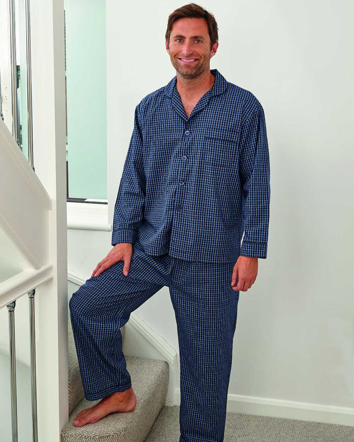 Navy Coloured Champion Marlow Pyjamas On A Stairs Background #colour_navy