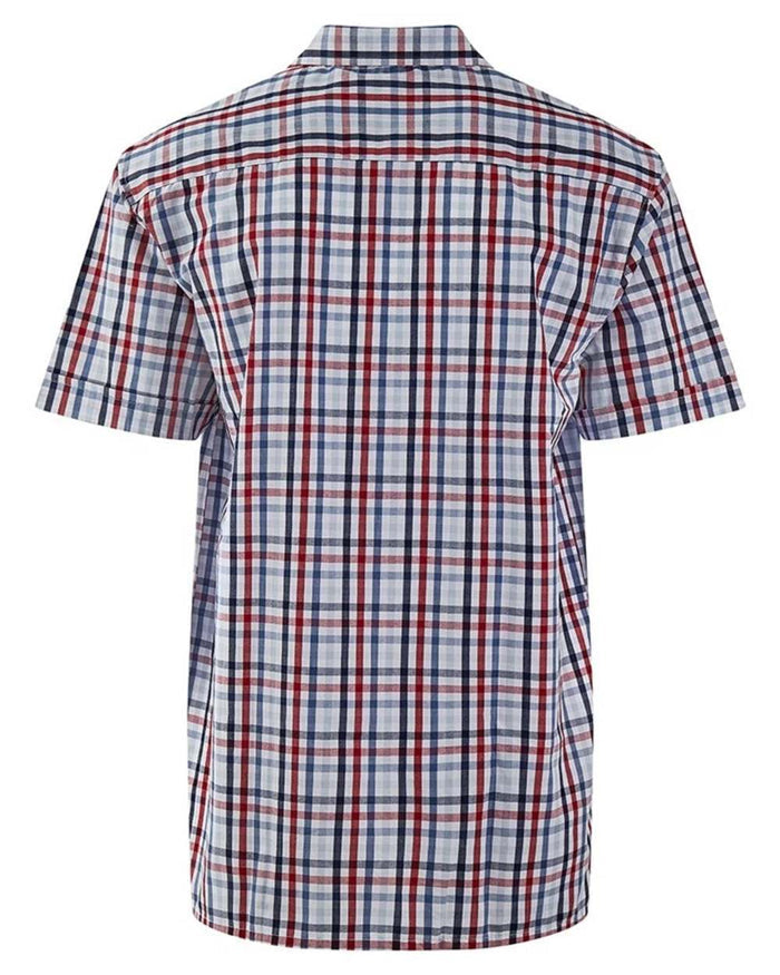Red coloured Champion Mens Broadstairs Short Sleeve Shirt on white background #colour_red
