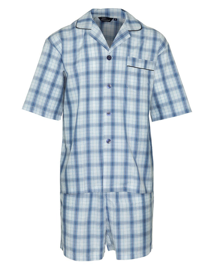 Light Blue Coloured Champion Richmond Shorts Pyjamas On A White Background #colour_light-blue