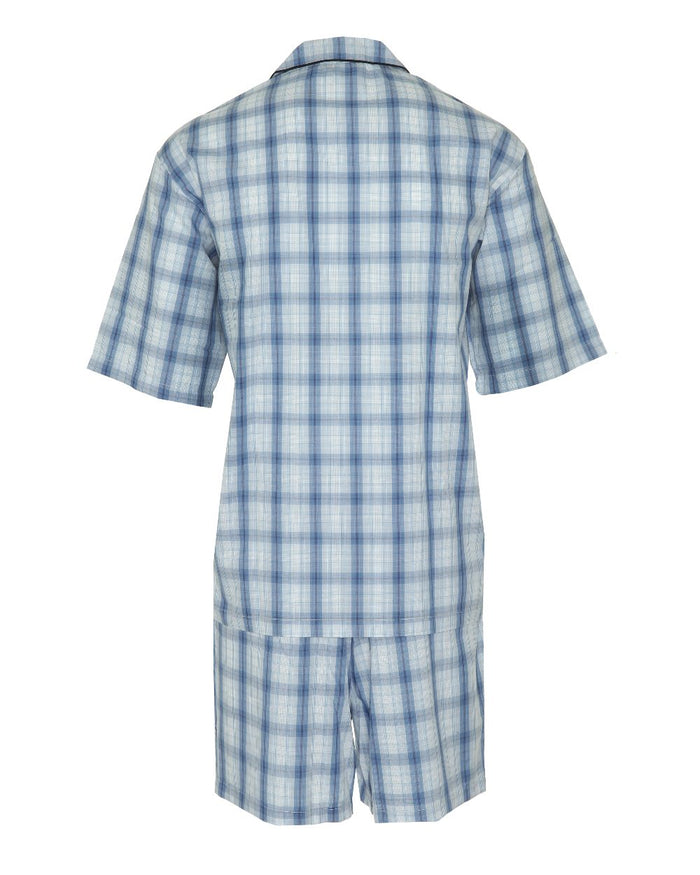 Light Blue Coloured Champion Richmond Shorts Pyjamas On A White Background #colour_light-blue