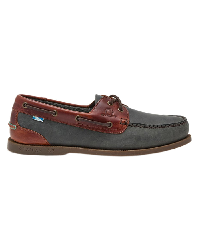 Navy Seahorse Coloured Chatham Mens Bermuda II G2-Leather Boat Shoes on white background #colour_navy-seahorse