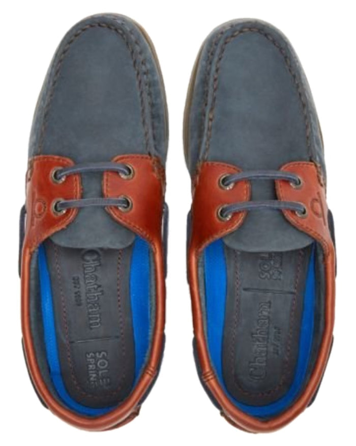 Navy Seahorse Coloured Chatham Mens Bermuda II G2-Leather Boat Shoes on white background #colour_navy-seahorse