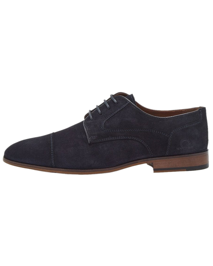 Navy Coloured Chatham Mens Bude Premium Suede Brogues Shoes on white background #colour_navy