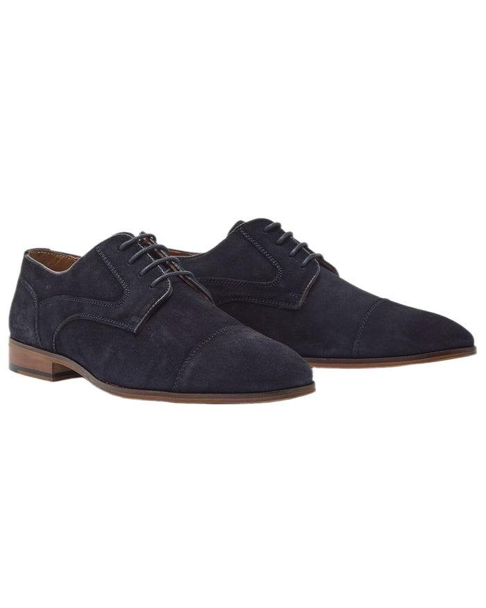 Navy Coloured Chatham Mens Bude Premium Suede Brogues Shoes on white background #colour_navy