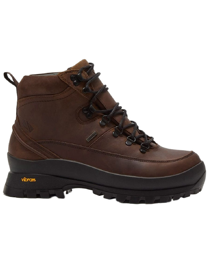 Dark Brown Coloured Chatham Mens Challacombe Premium Leather Waterproof Hiking Boots on white background #colour_dark-brown