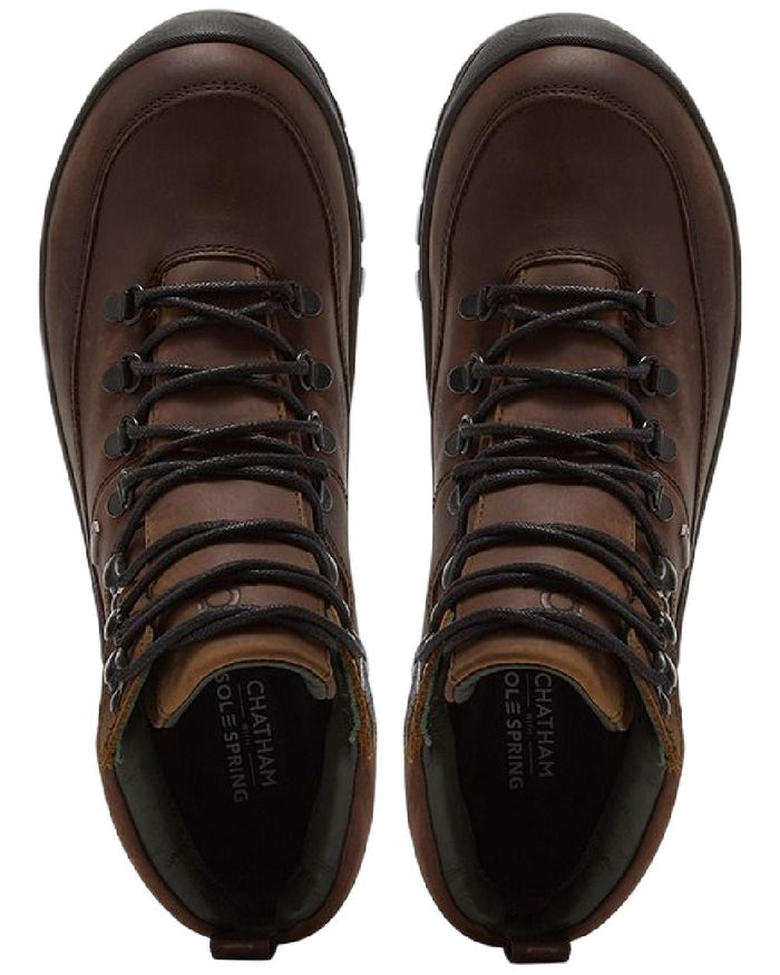 Dark Brown Coloured Chatham Mens Challacombe Premium Leather Waterproof Hiking Boots on white background #colour_dark-brown