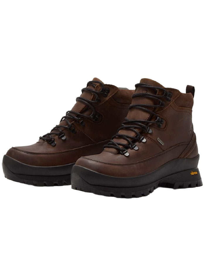 Dark Brown Coloured Chatham Mens Challacombe Premium Leather Waterproof Hiking Boots on white background #colour_dark-brown