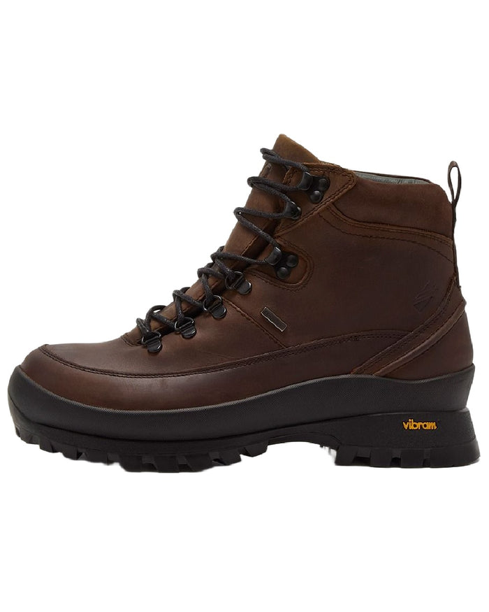 Dark Brown Coloured Chatham Mens Challacombe Premium Leather Waterproof Hiking Boots on white background #colour_dark-brown