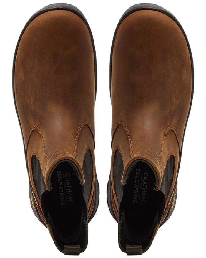 Tan Coloured Chatham Mens Cockley Premium Leather Waterproof Chelsea Boots on white background #colour_tan
