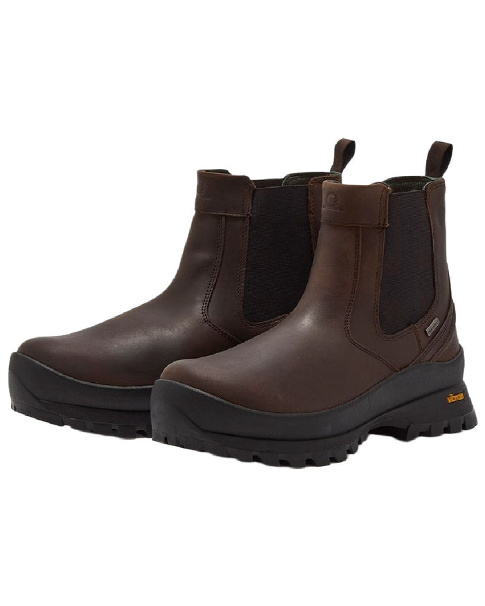 Dark Brown Coloured Chatham Mens Cockley Premium Leather Waterproof Chelsea Boots on white background #colour_dark-brown
