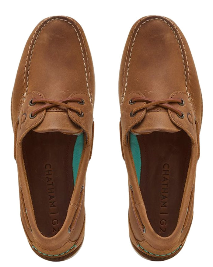 Walnut Coloured Chatham Mens The Deck II G2 Premium Leather Boat Shoes on white background #colour_walnut