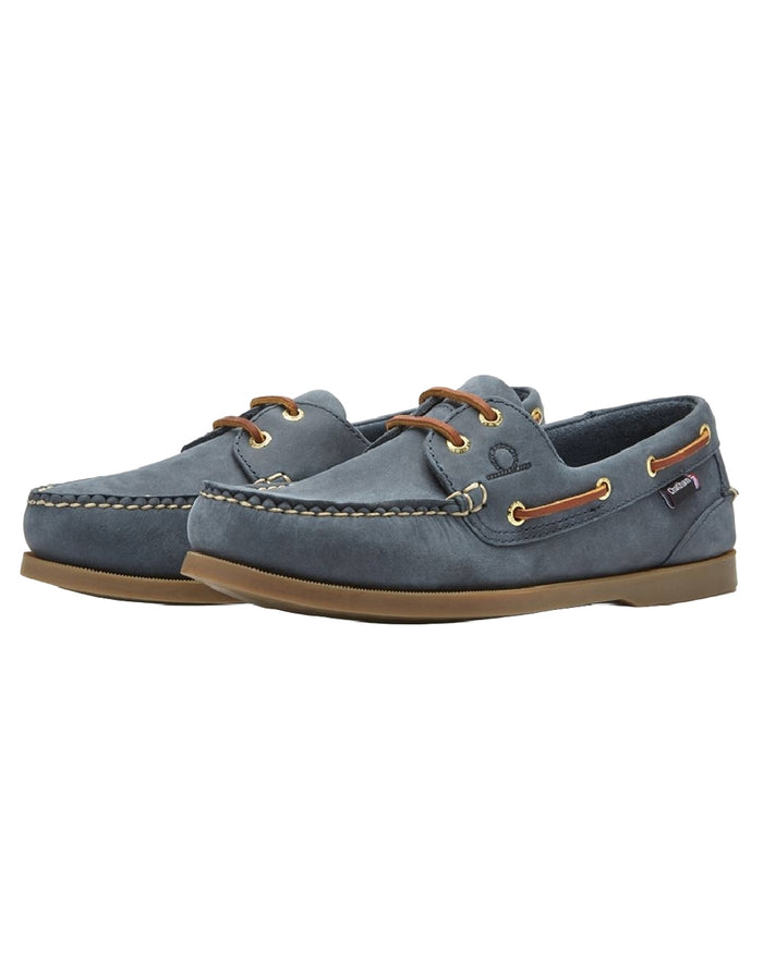 Blue Coloured Chatham Mens The Deck II G2 Premium Leather Boat Shoes on white background #colour_blue