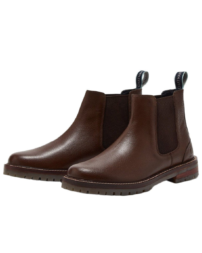 Brown Coloured Chatham Mens Findhorn Classic Leather Chelsea Boots on white background #colour_brown