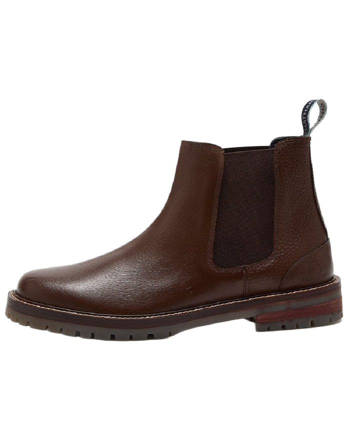 Brown Coloured Chatham Mens Findhorn Classic Leather Chelsea Boots on white background #colour_brown