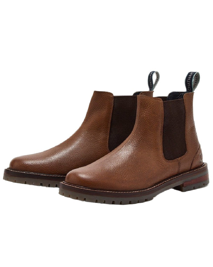 Tan Coloured Chatham Mens Findhorn Classic Leather Chelsea Boots on white background #colour_tan