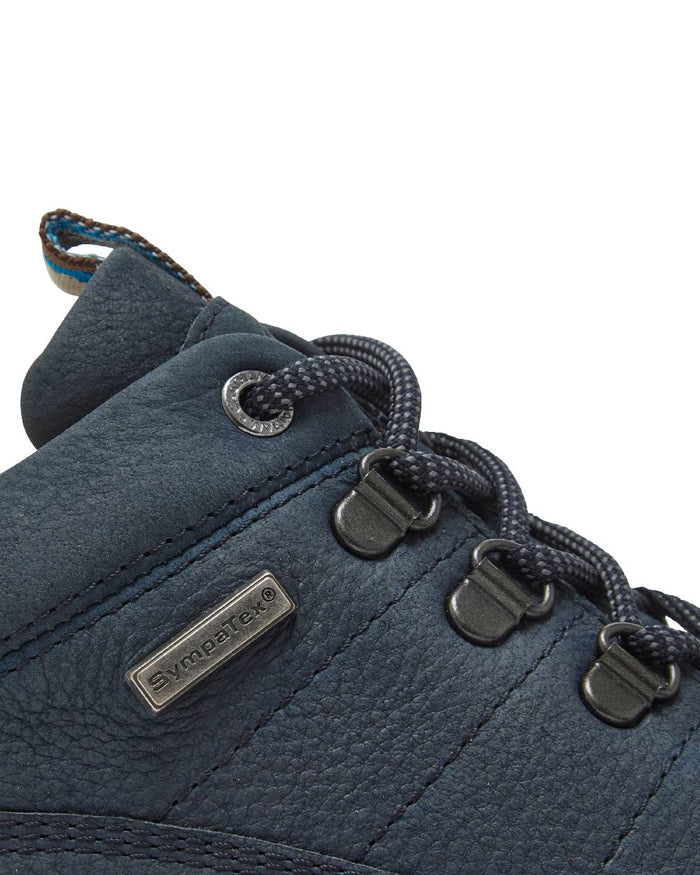 Navy Coloured Chatham Mens Holgate Premium Waterproof Leather Hiking Shoes on white background #colour_navy