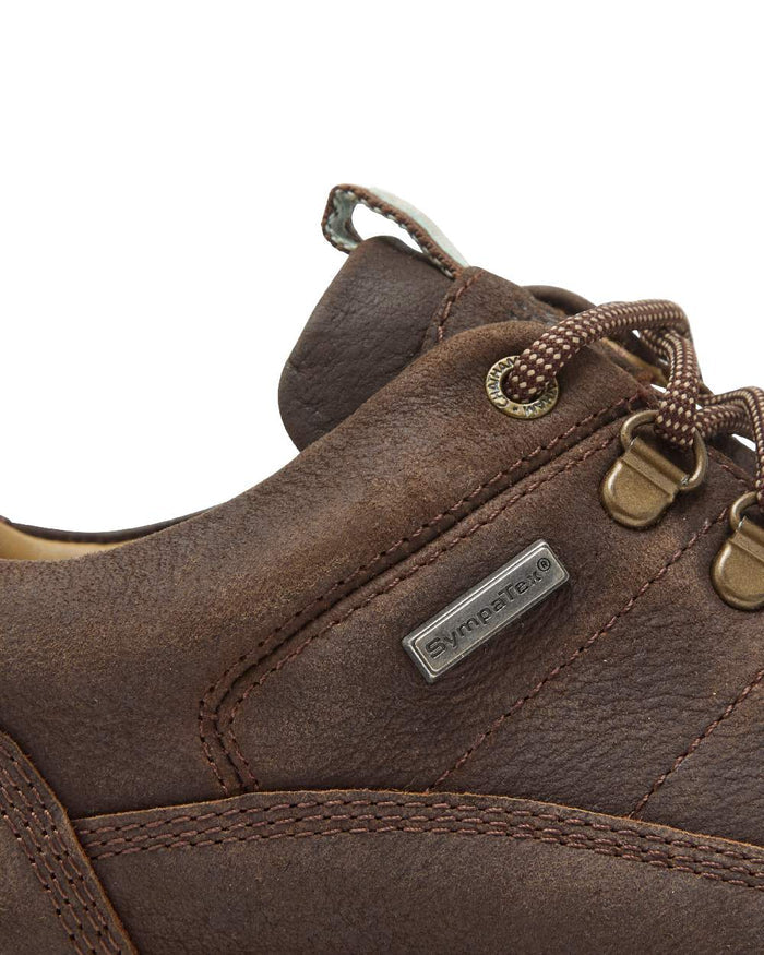 Dark Brown Coloured Chatham Mens Holgate Premium Waterproof Leather Hiking Shoes on white background #colour_dark-brown