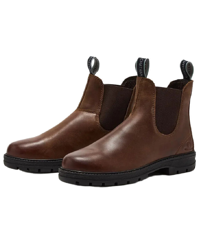 Tan Coloured Chatham Mens Kildale Outdoor Chelsea Boots on white background #colour_tan
