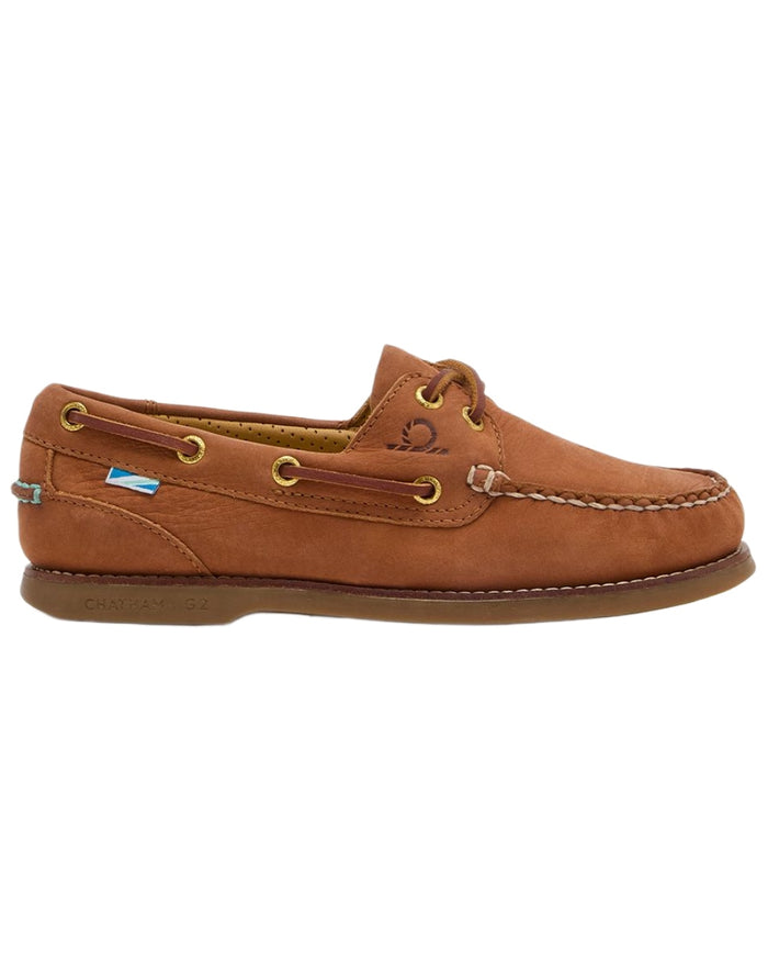Tan coloured Chatham Mens Lyme G2 Premium Nubuck Boat Shoes on white background #colour_tan