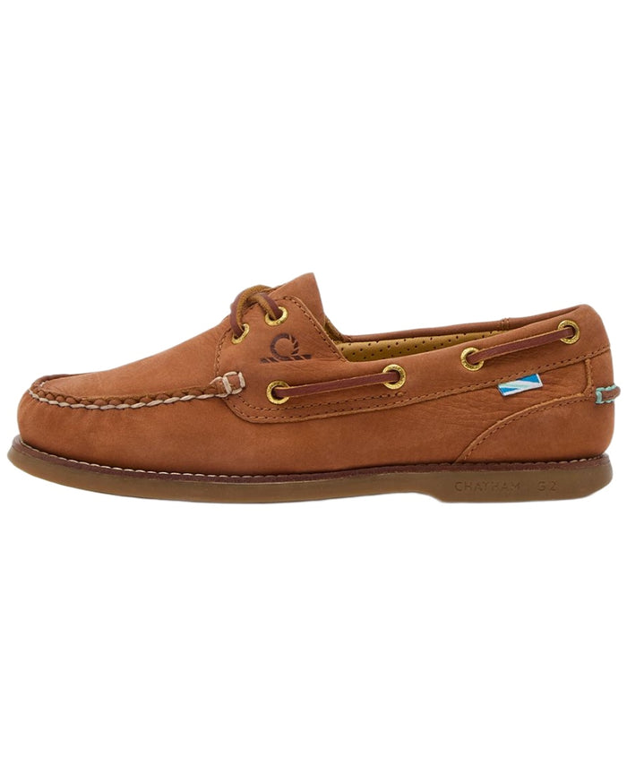 Tan coloured Chatham Mens Lyme G2 Premium Nubuck Boat Shoes on white background #colour_tan
