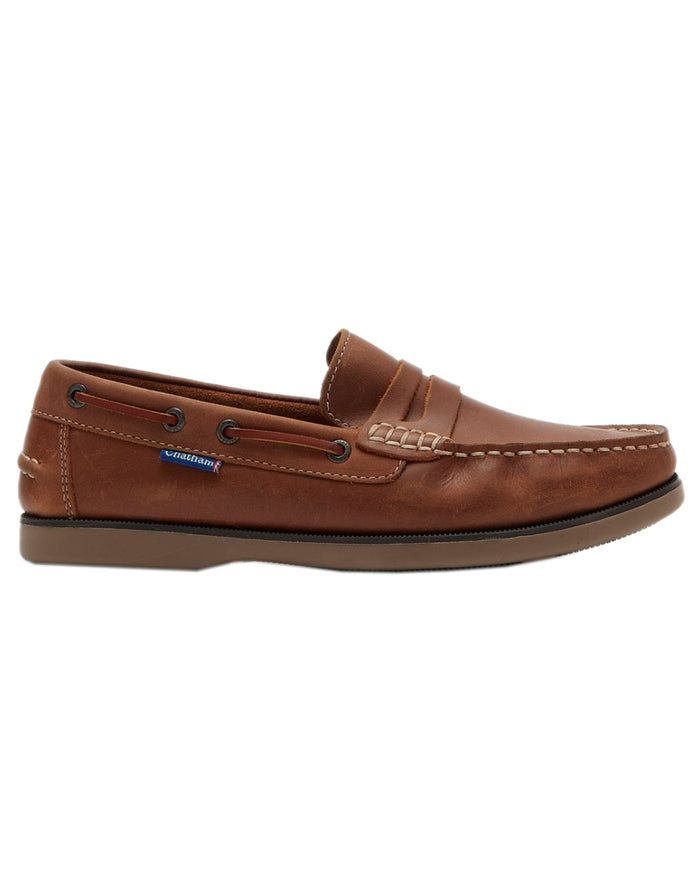 Tan Coloured Chatham Mens Shanklin-Premium Leather Loafers on white background #colour_tan