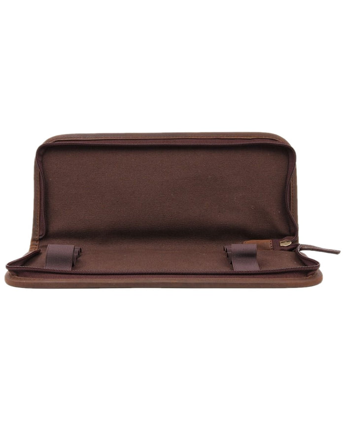 Antique Brown Coloured Chatham Premium Antique Oiled Leather Cleaning Pouch on white background #colour_antique-brown