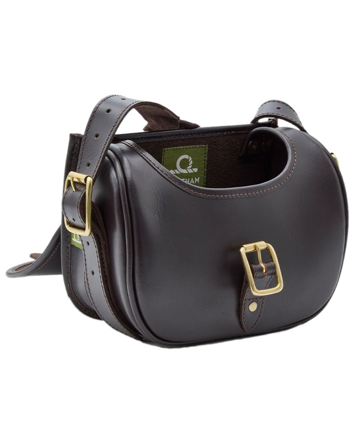 Dark Brown Coloured Chatham Premium Pull Up Leather Cartridge Bag on white background #colour_dark-brown